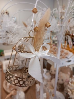 Cage metal garni blanc ou or