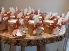 736 Theelicht houder met kaars gepersonaliseerd.