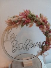 780/B 35 cm Cercle décoratif avec nom avec fleurs séchées(35cm)