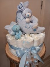 Luiertaart 1 Gâteau couches bleu ou rose doudou avec musique